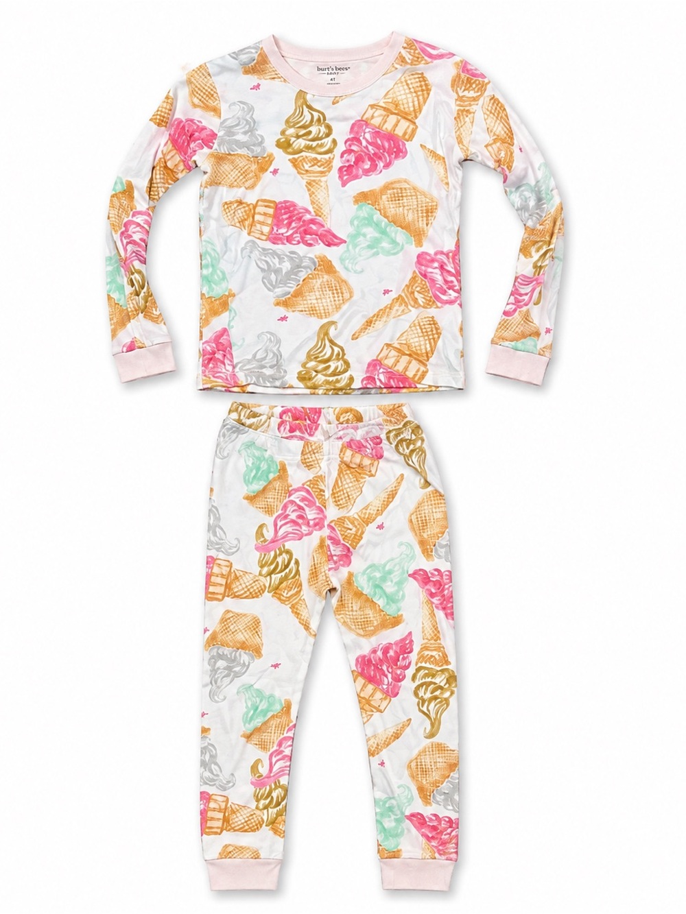 Burt’s Bees Kids Girls 4T Ice Cream Pajama Set PJs